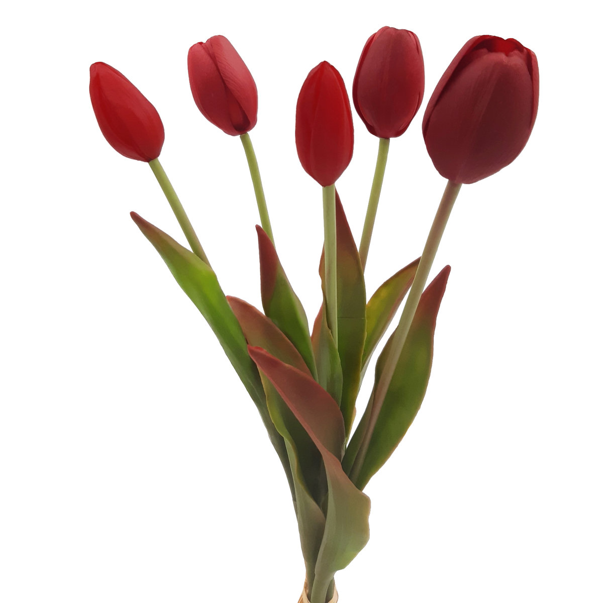 Tulipany silikonowe jak żywe czerwone bukiet 5 sztuk gumowe 40 cm