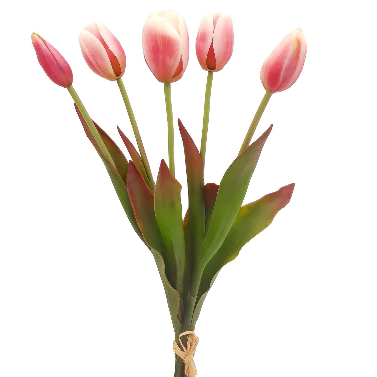 Tulipany silikonowe jak żywe różowe bukiet 5 sztuk gumowe 40 cm