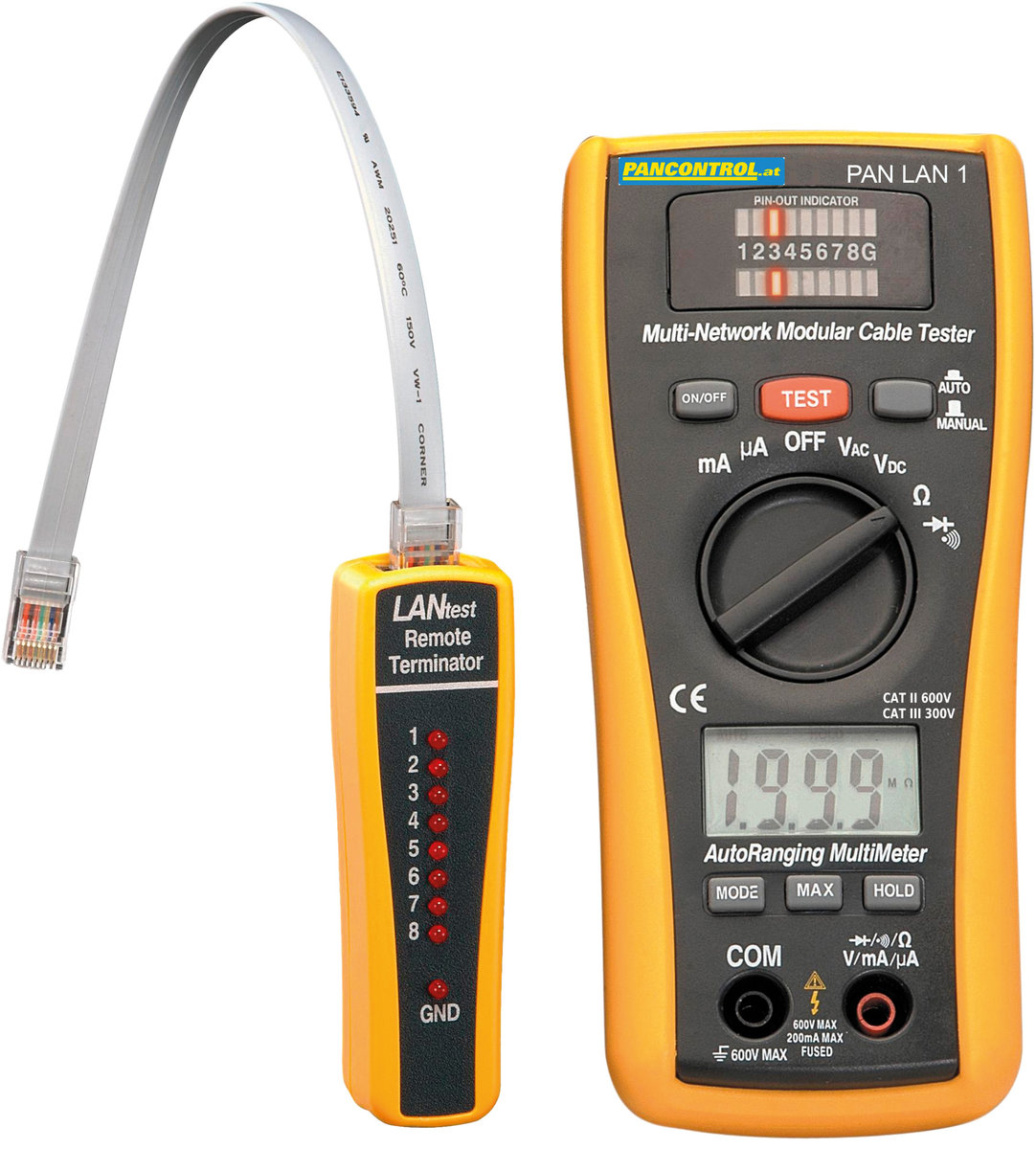 Tester Lan Rj45, Rj11, Bnc + Multimetr Cyfrowy 300V Cat Iii Z Automatyką Pancontrol