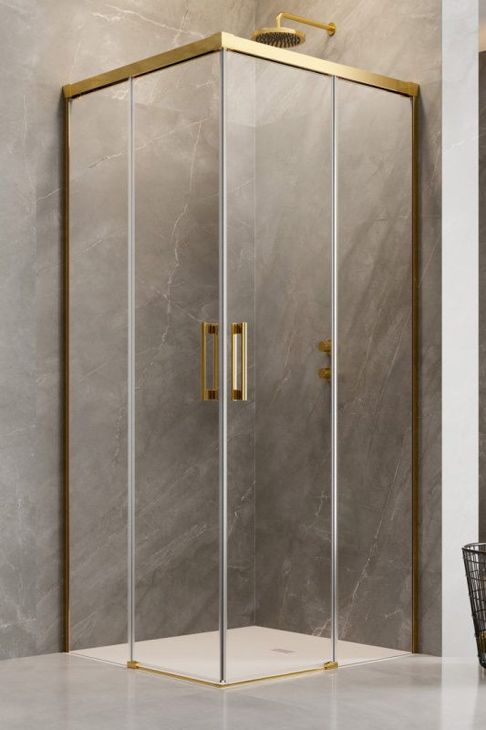 Radaway Idea Gold KDD Kabina prysznicowa prostokątna 90x75x200,5 cm profile złote szkło przejrzyste 387060-09-01L+387066-09-01R