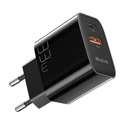 Ładowarka sieciowa Mcdodo CH-0922 USB + USB-C, 33W + kabel USB-C (czarna)