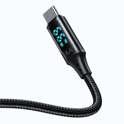 Kabel USB do USB-C Mcdodo CA-1080 z wyświetlaczem, 66W, 6A, 1.2m (czarny)