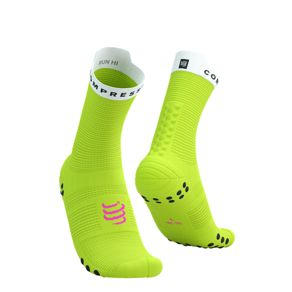 COMPRESSPORT Skarpetki do biegania wysokie ProRacing Socks V4 safe yellow/white