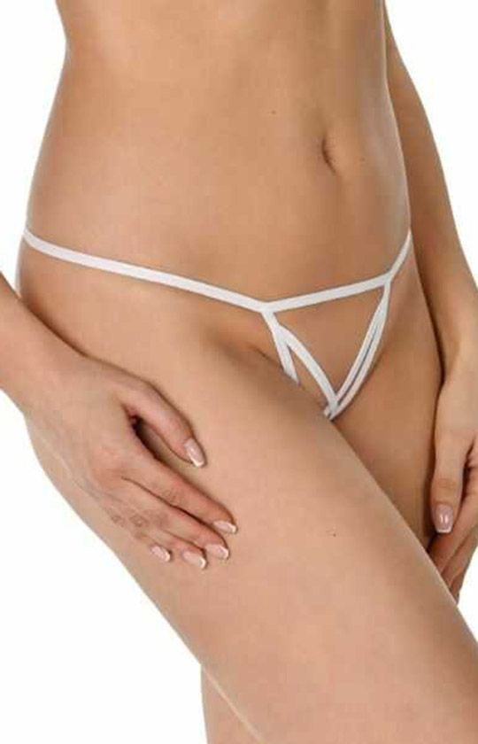 Stringi z otwartym krokiem Mendi 3113 białe, Kolor biały, Rozmiar L/XL, Teyli - Intymna