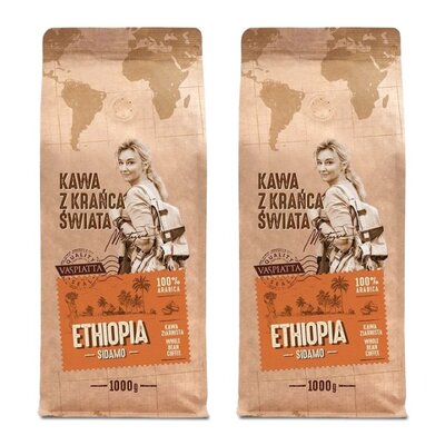Kawa ziarnista VASPIATTA Z Krańca Świata Ethiopia Sidamo Arabica Martyna Wojciechowska 2 x 1 kg | Bezpłatny transport
