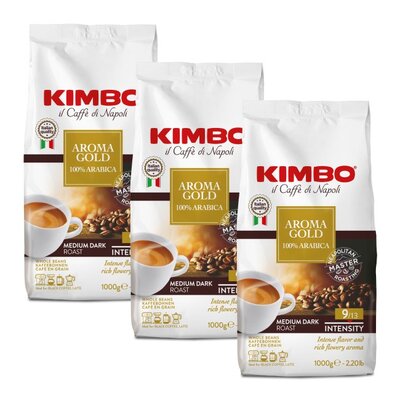 Kawa ziarnista KIMBO Aroma Gold Arabica 3 x 1 kg | Bezpłatny transport