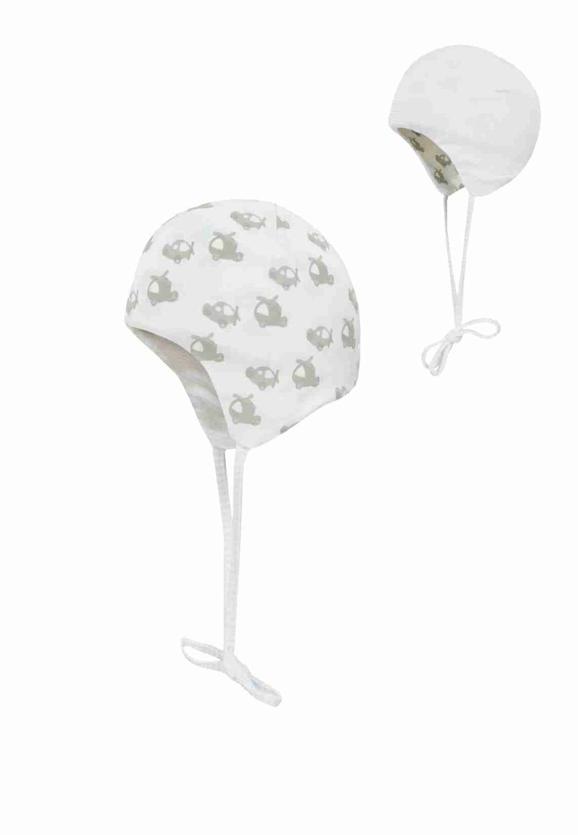 Czapka niemowlęca, dwustronna, biała, wiązana, Döll
