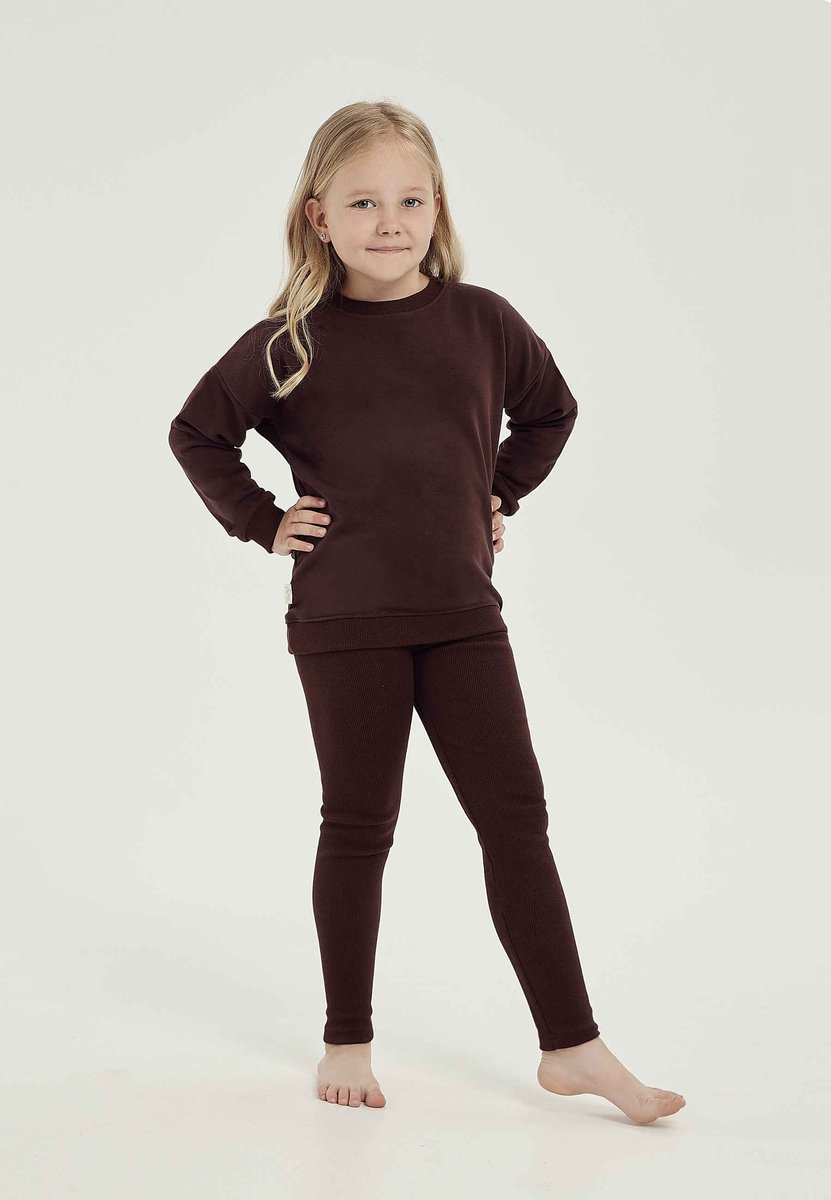 Komplet dziewczęcy bluza i legginsy brązowy Taro