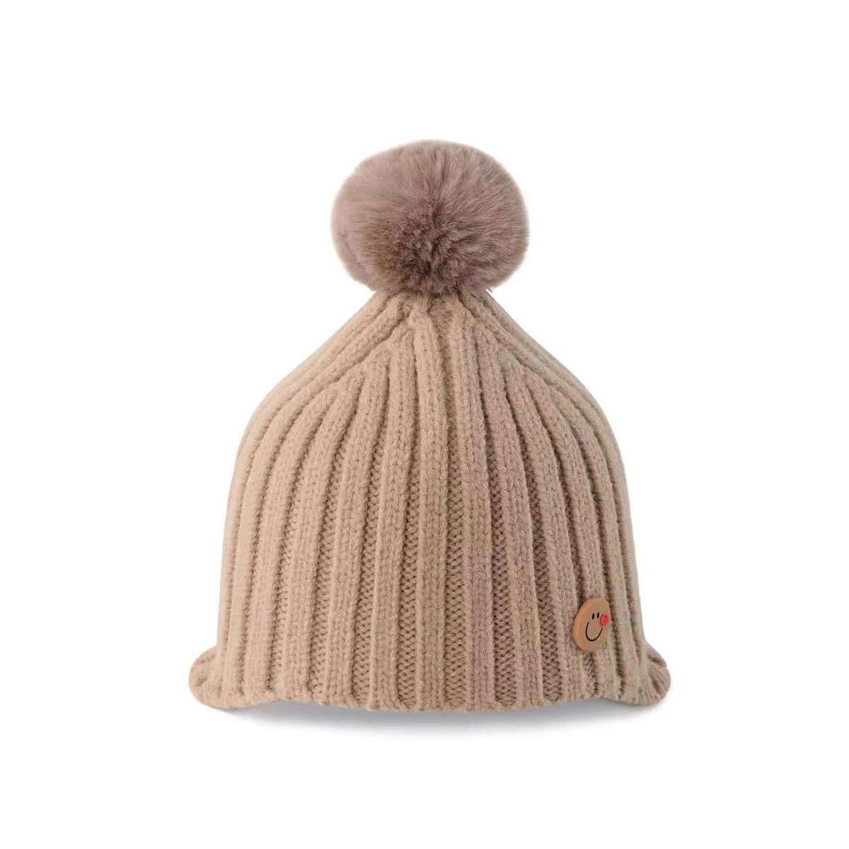 Zimowa czapka z pomponem beżowa
