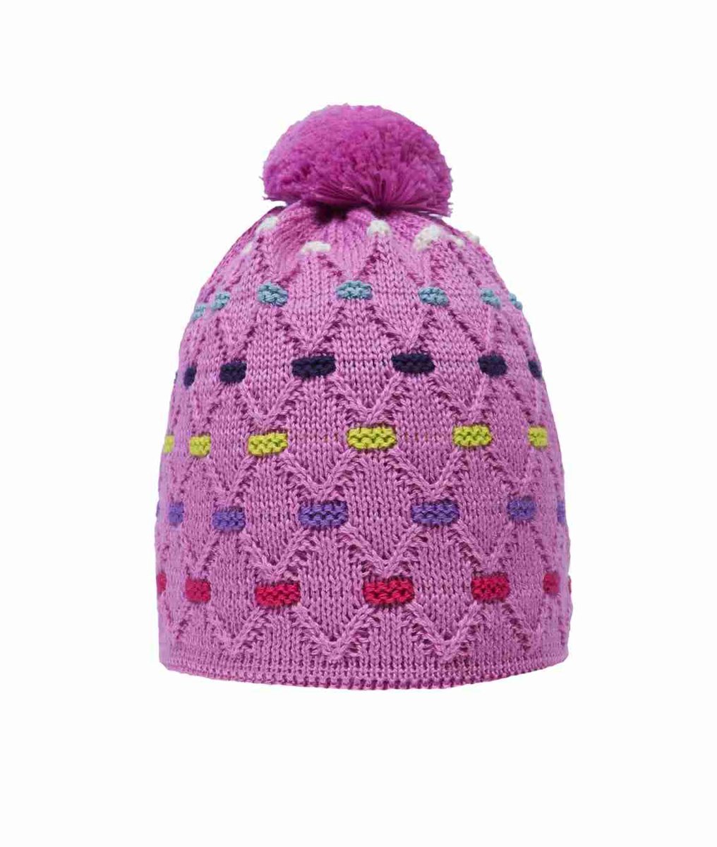 Czapka dziewczęca, różowa, pompon, Döll