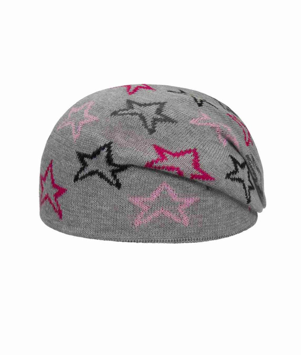 Czapka dziewczęca, dwustronna, szara, gwiazdki, Döll