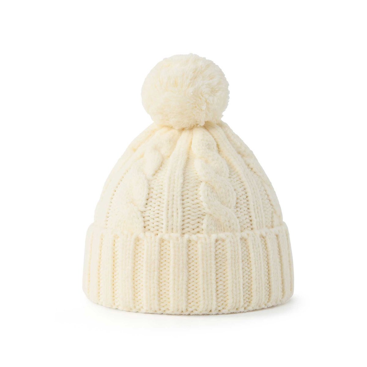 Dziewczęca czapka z pomponem ecru