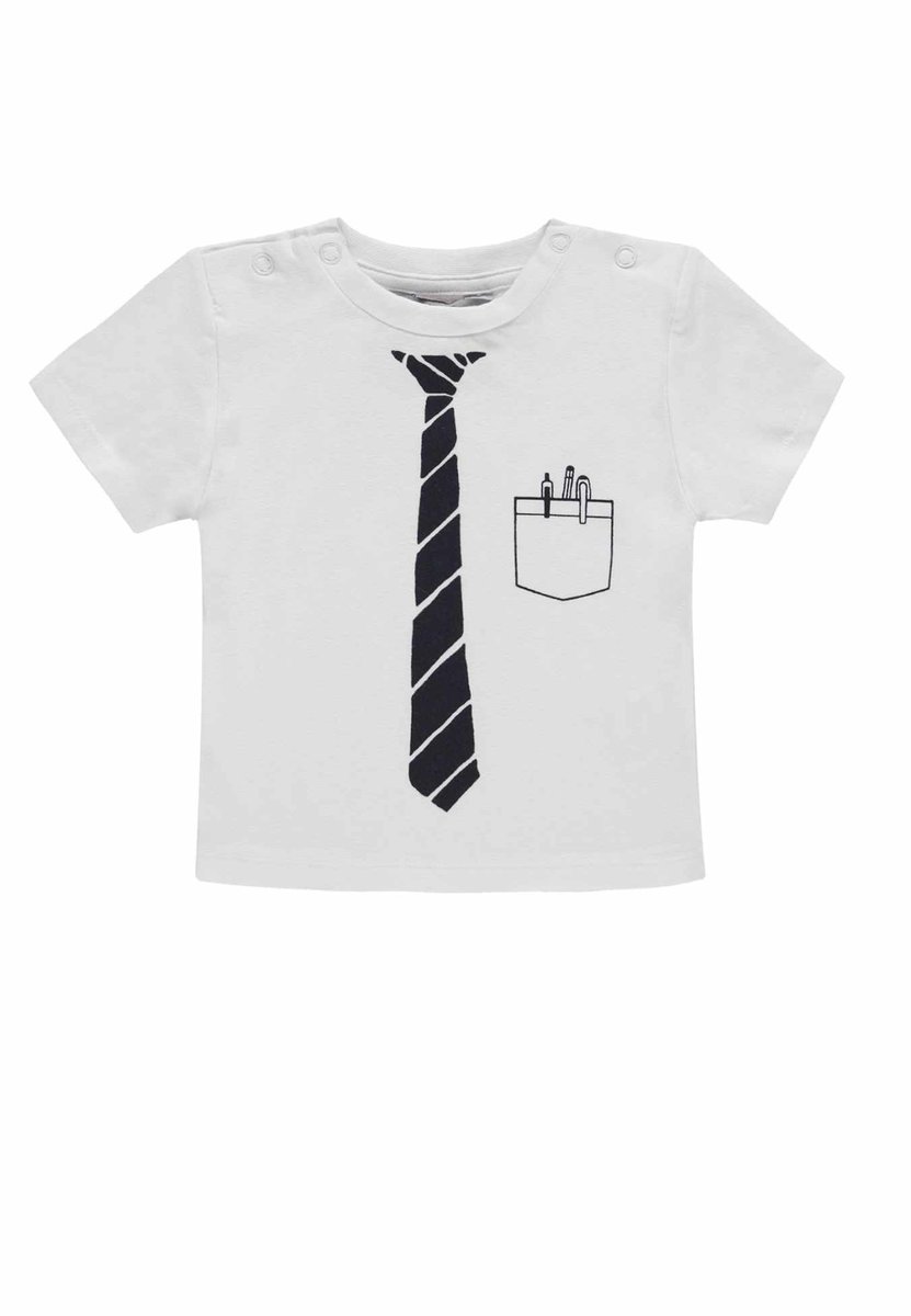 T-shirt chłopięcy, biały, krawat, Kanz