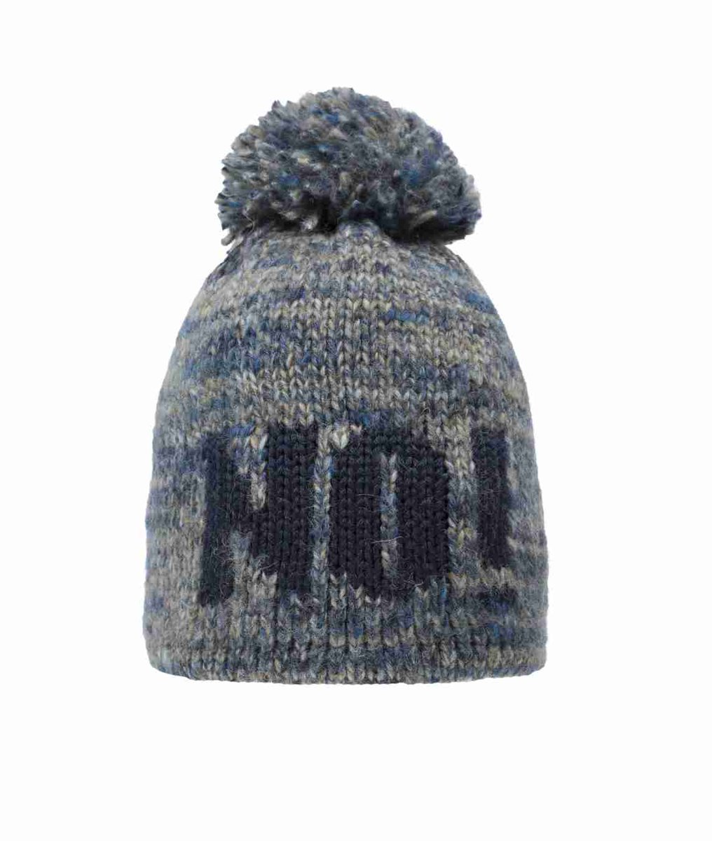 Czapka chłopięca z pomponem, szaro-niebieska, No!, Döll