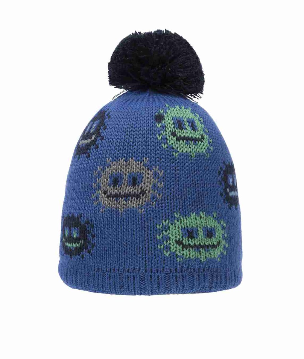 Czapka chłopięca z pomponem, niebieska, stworki, Döll