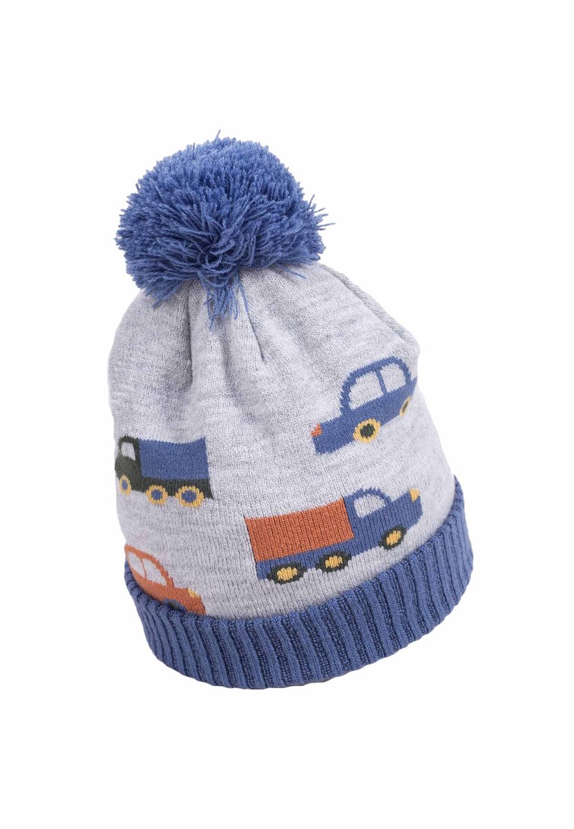 Chłopięca czapka zimowa szara z nadrukiem