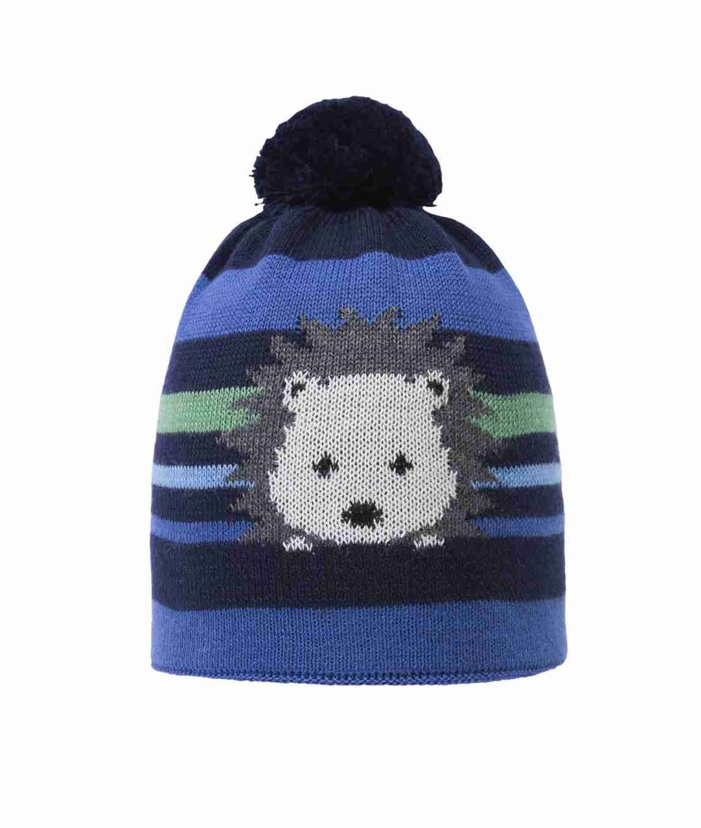 Czapka chłopięca z pomponem, niebieska, jeż, Döll