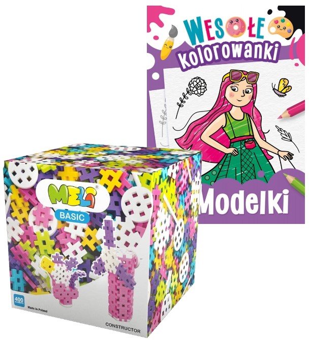 KLOCKI KONSTRUKCYJNE Wafle MELI  Basic Constructor Pink 400 pcs. + kolorowanka
