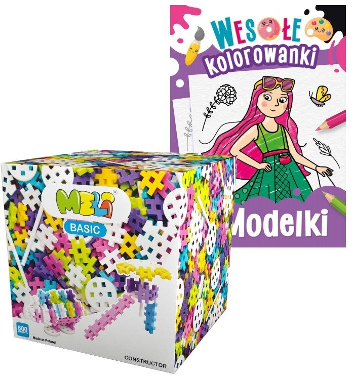 KLOCKI KONSTRUKCYJNE Wafle MELI  Basic Constructor Pink 600 pcs. + kolorowanka