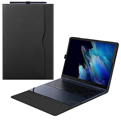 Fintie Etui na telefon komórkowy 15,6 cala Samsung Galaxy Book2 Pro 360 NP950QED/Galaxy Book2 Pro NP950XED/Galaxy Book Pro 360 NP950QDB/Galaxy Book Pro NP950XDB - Wysokiej jakości skóra PU Portfolio