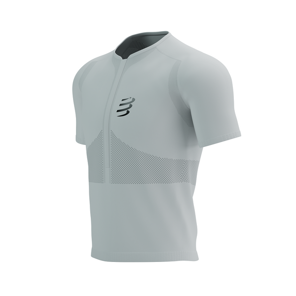 COMPRESSPORT Koszulka biegowa TRAIL HALF-ZIP FITTED SS TOP white