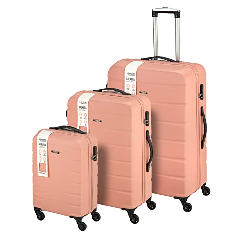 Princess Traveller Grenada - zestaw walizek - Dirty Pink - SML, Brudny ró?, SML, Twarde etui na kółkach z obrotowymi kółkami