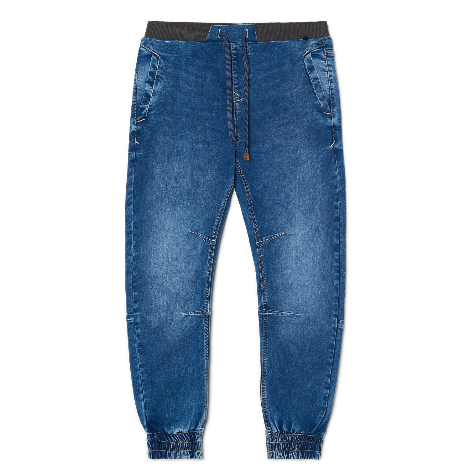 Cropp - Niebieskie jeansowe joggery chino - Niebieski