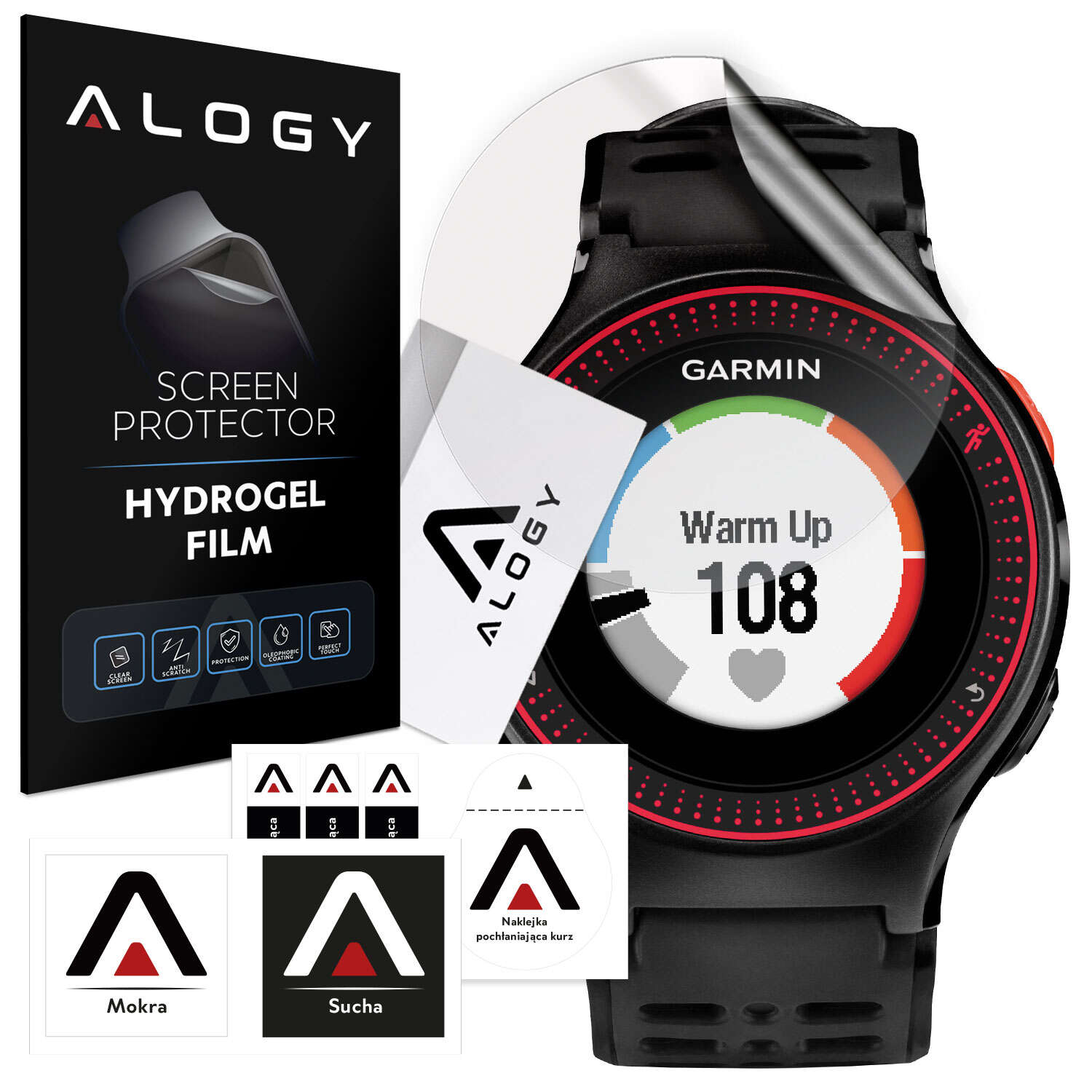 2x Folia ochronna Hydrożelowa hydrogel Alogy do smartwatcha do Garmin Forerunner 225