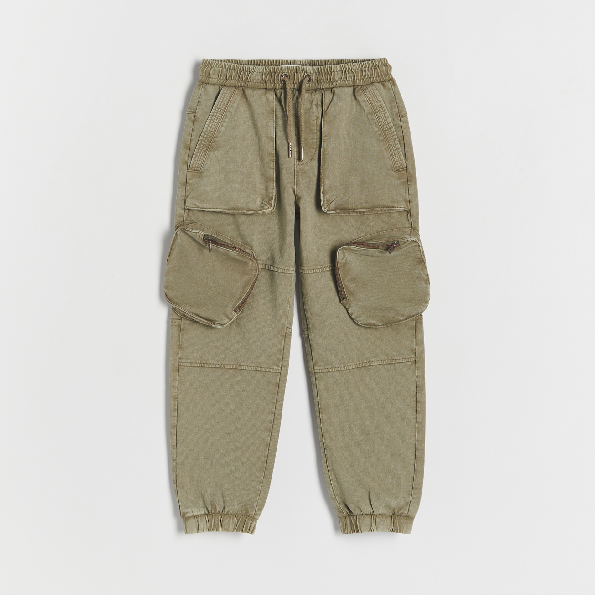 Reserved - Dzianinowe spodnie chino - Khaki