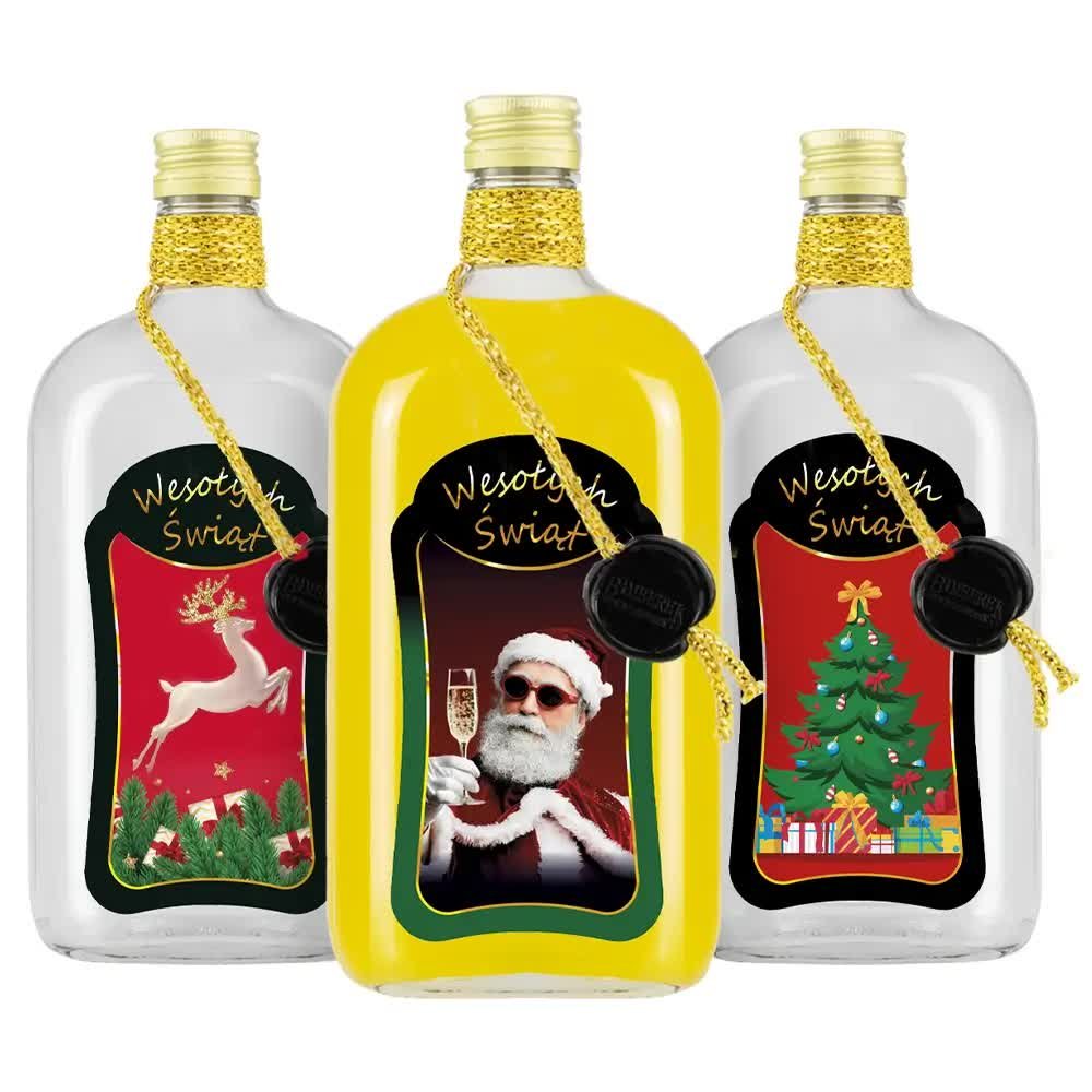 Zdobiona, Świąteczna Butelka Klasyk 500Ml/ 0,5L Premium