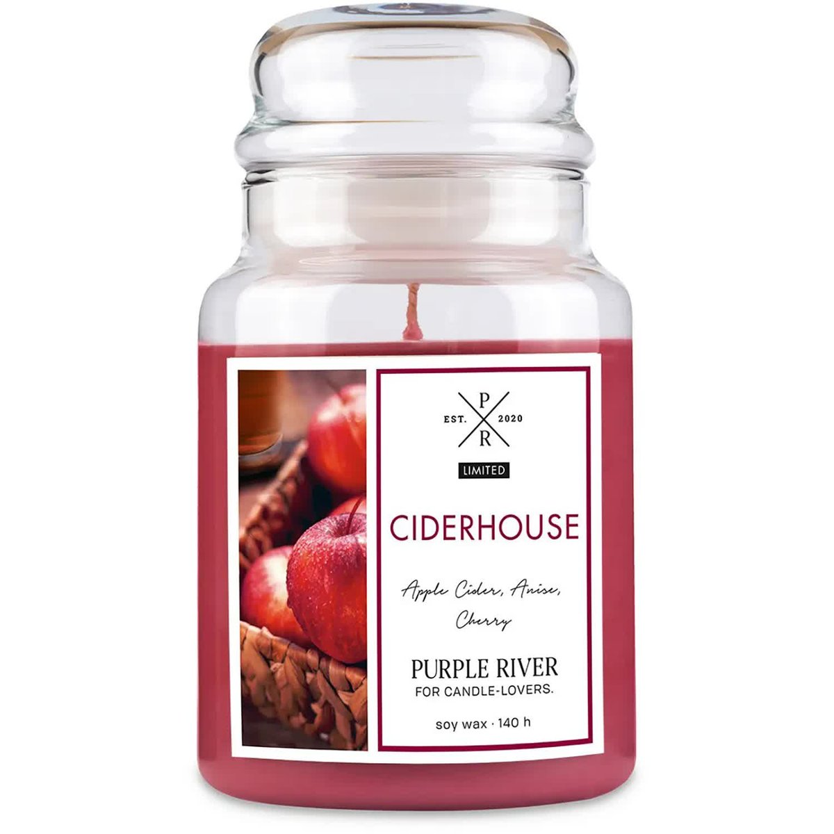 Świeca zapachowa sojowa w szkle duża Purple River 623 g - Jabłkowy cydr Ciderhouse