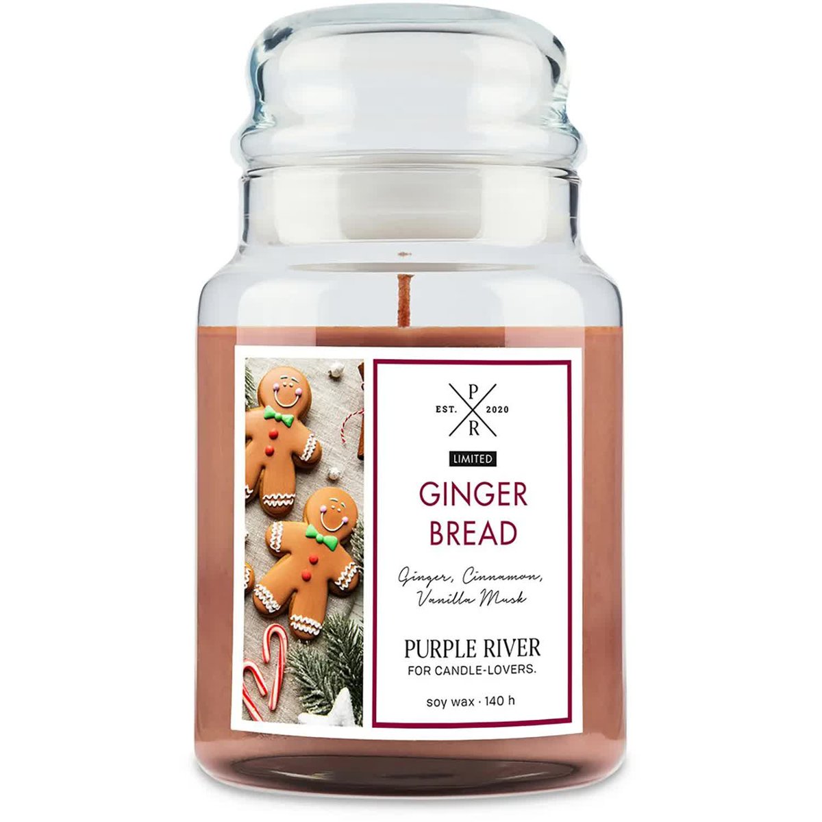 Świąteczna świeca zapachowa w szkle duża Purple River 623 g - Piernik Gingerbread