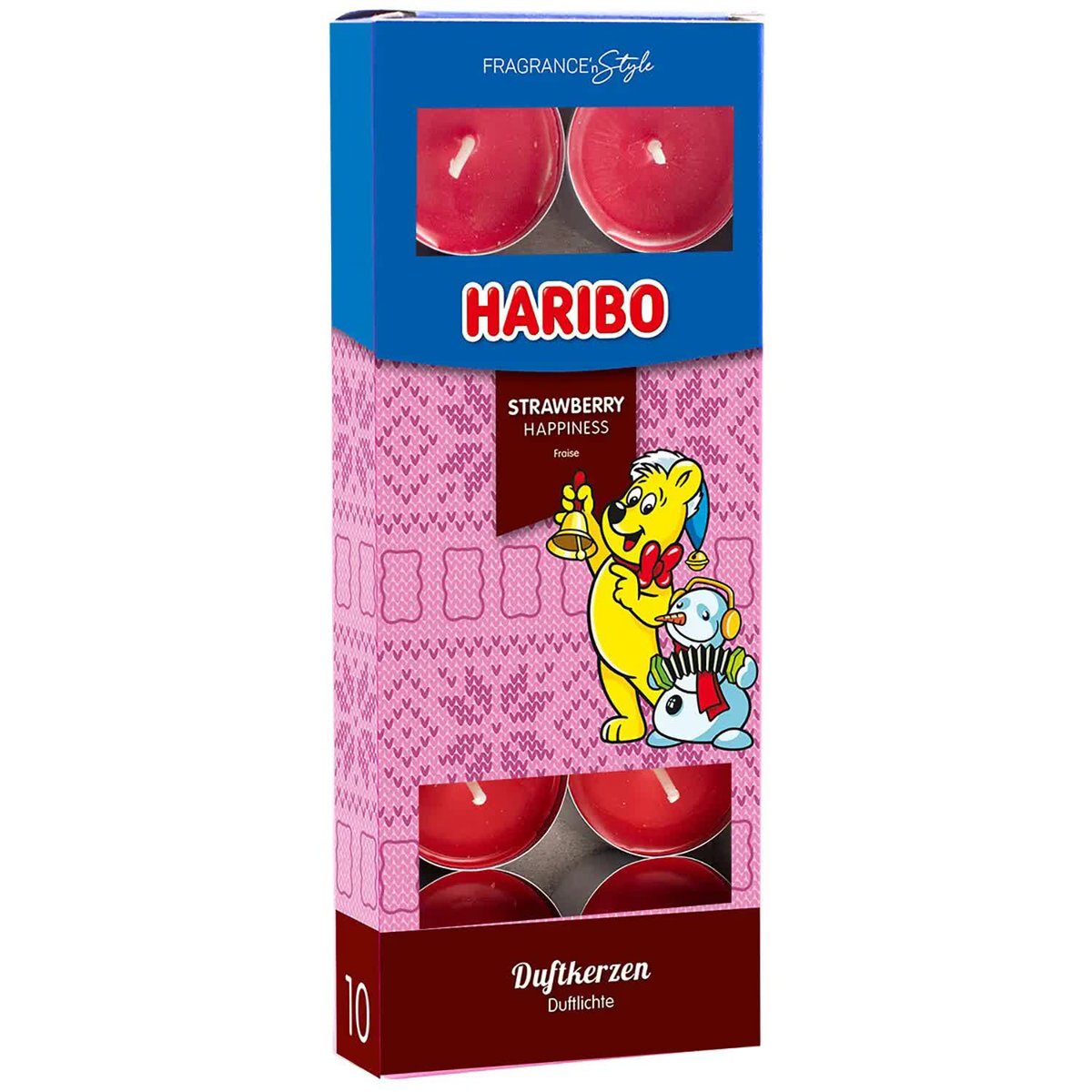 Haribo świąteczne tealighty zapachowe 10 szt - Strawberry Happiness