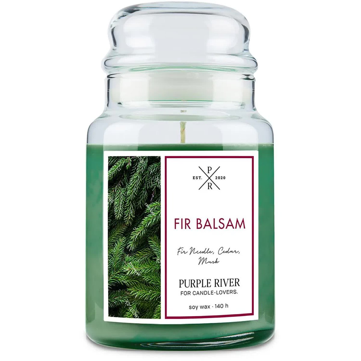 Świeca zapachowa sojowa w szkle duża Purple River 623 g - Sosna Fir Balsam