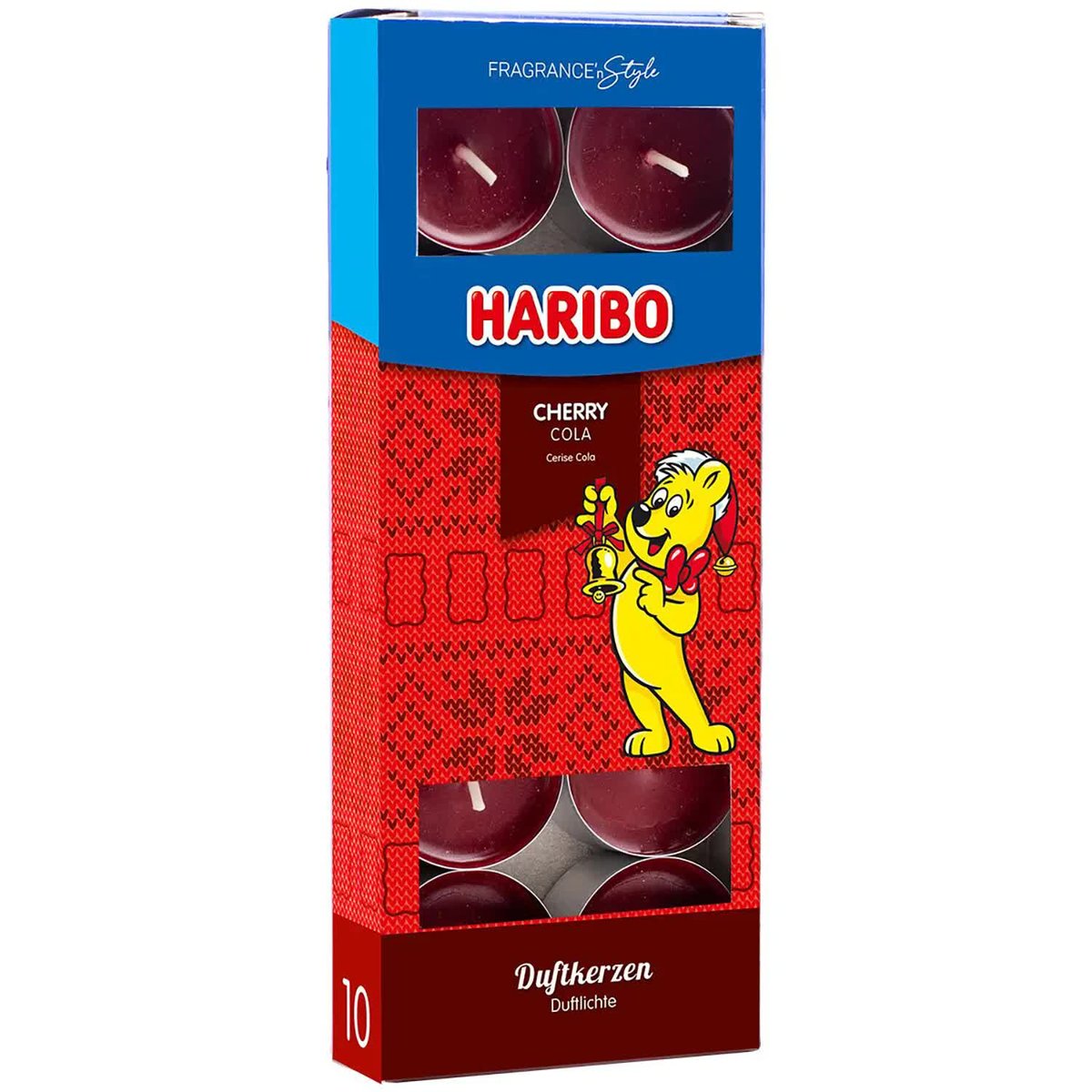 Haribo świąteczne tealighty zapachowe 10 szt - Cherry Cola