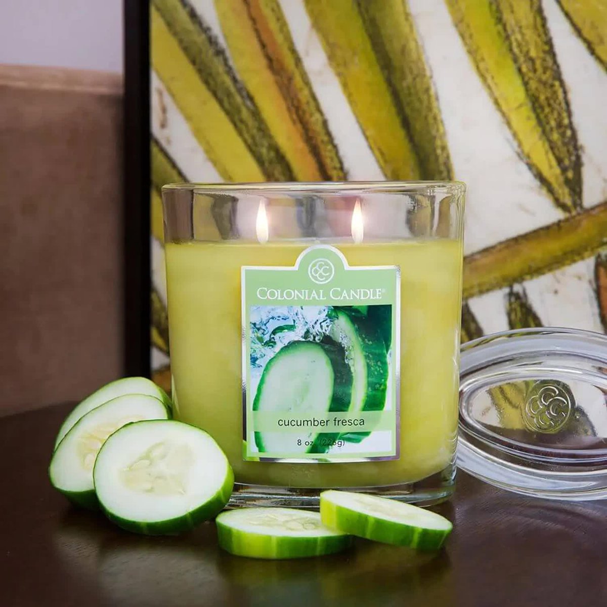 Świeca zapachowa w owalnym szkle 2 knoty Colonial Candle 226 g Ogórek