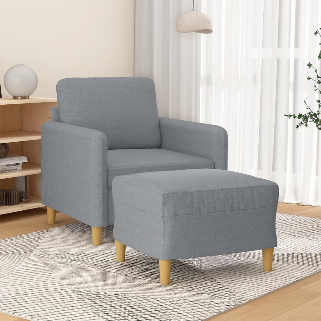 vidaXL Fotel z podnóżkiem, jasnoszary, 60 cm, obity tkaniną