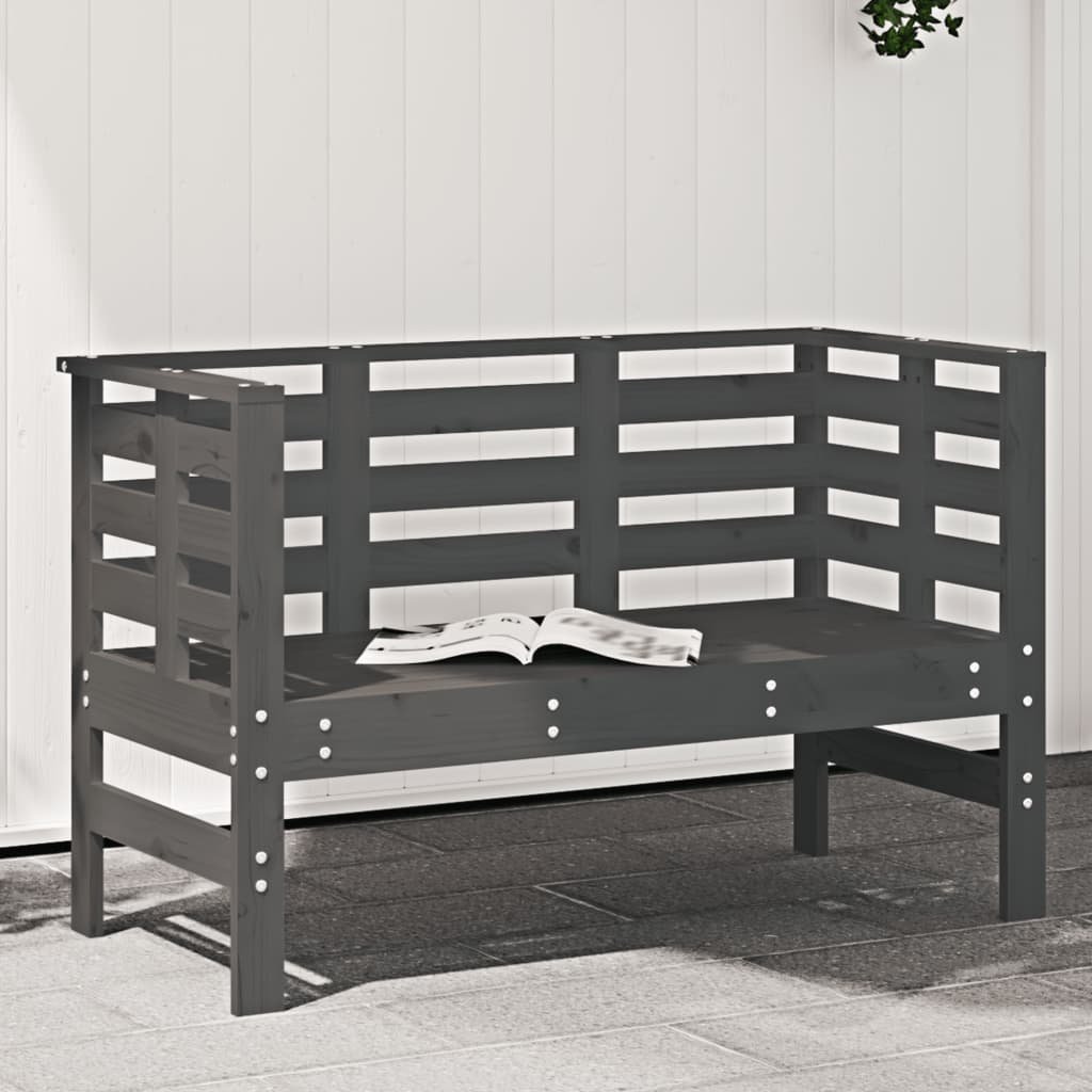 vidaXL Ławka ogrodowa, szara, 111,5x53x71 cm, lite drewno sosnowe