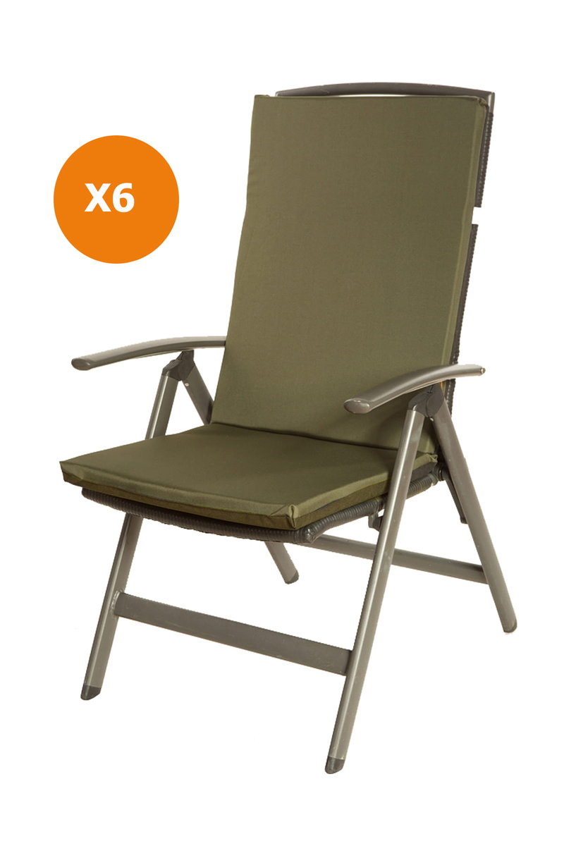 Poduszki na fotel ogrodowy, 110x47x4cm, komplet 6szt., zielone poduszki ogrodowe, płaska poduszka, poduszka na krzesło z wysokim oparciem, poduszka ..