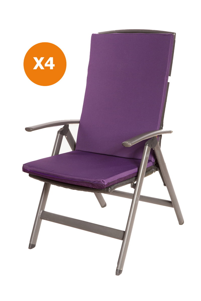 Poduszki ogrodowe fioletowe, 110x47x4cm, poduszki na krzesło ogrodowe 4szt., poduszka na fotel ogrodowy, płaskie poduszki, poduszki na fotel z wysok..