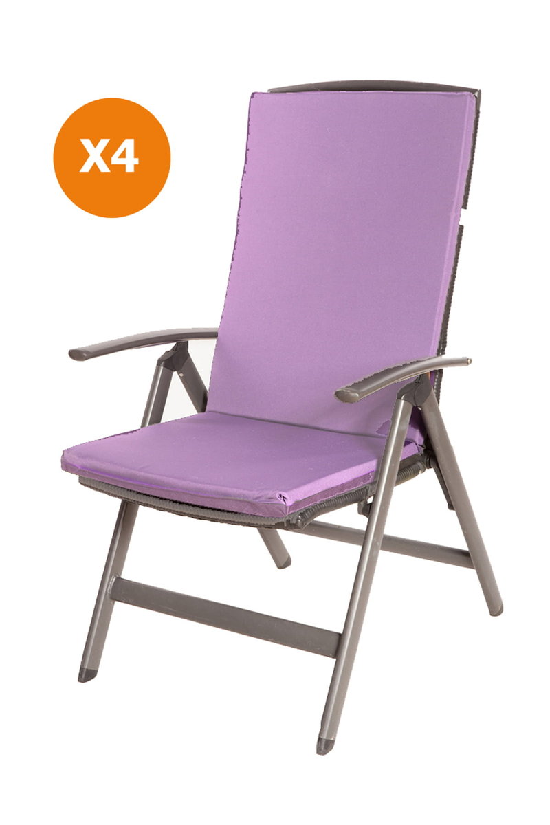 Poduszki ogrodowe lila, 110x47x4cm, poduszki na krzesło ogrodowe 4szt., poduszka na fotel ogrodowy, płaskie poduszki, poduszki na fotel z wysokim op..