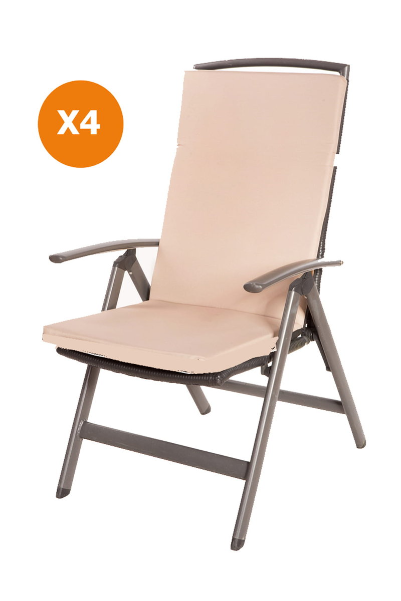 Poduszki ogrodowe beżowe, 110x47x4cm, poduszki na krzesło ogrodowe 4szt., poduszka na fotel ogrodowy, płaskie poduszki, poduszki na fotel z wysokim ..