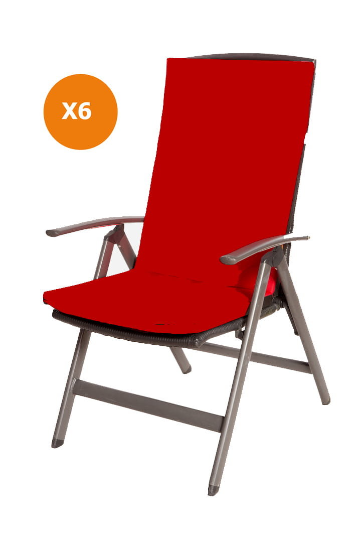 Poduszki na fotel ogrodowy, 110x47x4cm, komplet 6szt., czerwone poduszki ogrodowe, płaska poduszka, poduszka na krzesło z wysokim oparciem, poduszka..