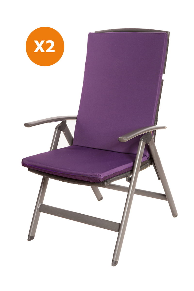 Poduszki na krzesło i fotel ogrodowy 110x47x4cm, fioletowy komplet 2szt., poduszka na meble ogrodowe, poduszka zewnętrzna, poduszka ogrodowa/ Setgar..