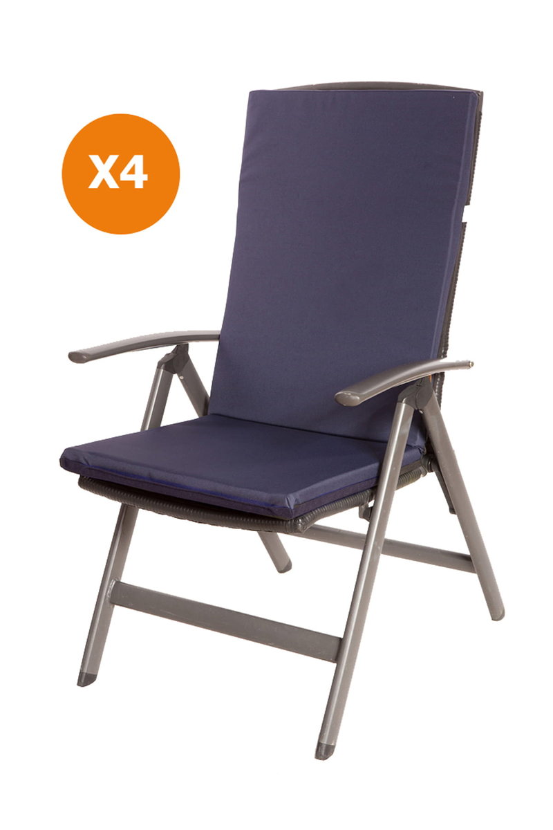 Poduszki ogrodowe granatowe, 110x47x4cm, poduszki na krzesło ogrodowe 4szt., poduszka na fotel ogrodowy, płaskie poduszki, poduszki na fotel z wysok..