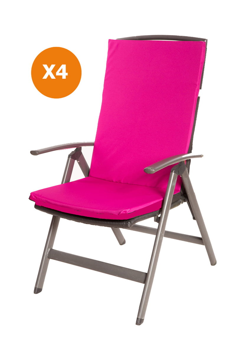Poduszki ogrodowe różowe, 110x47x4cm, poduszki na krzesło ogrodowe 4szt., poduszka na fotel ogrodowy, płaskie poduszki, poduszki na fotel z wysokim ..