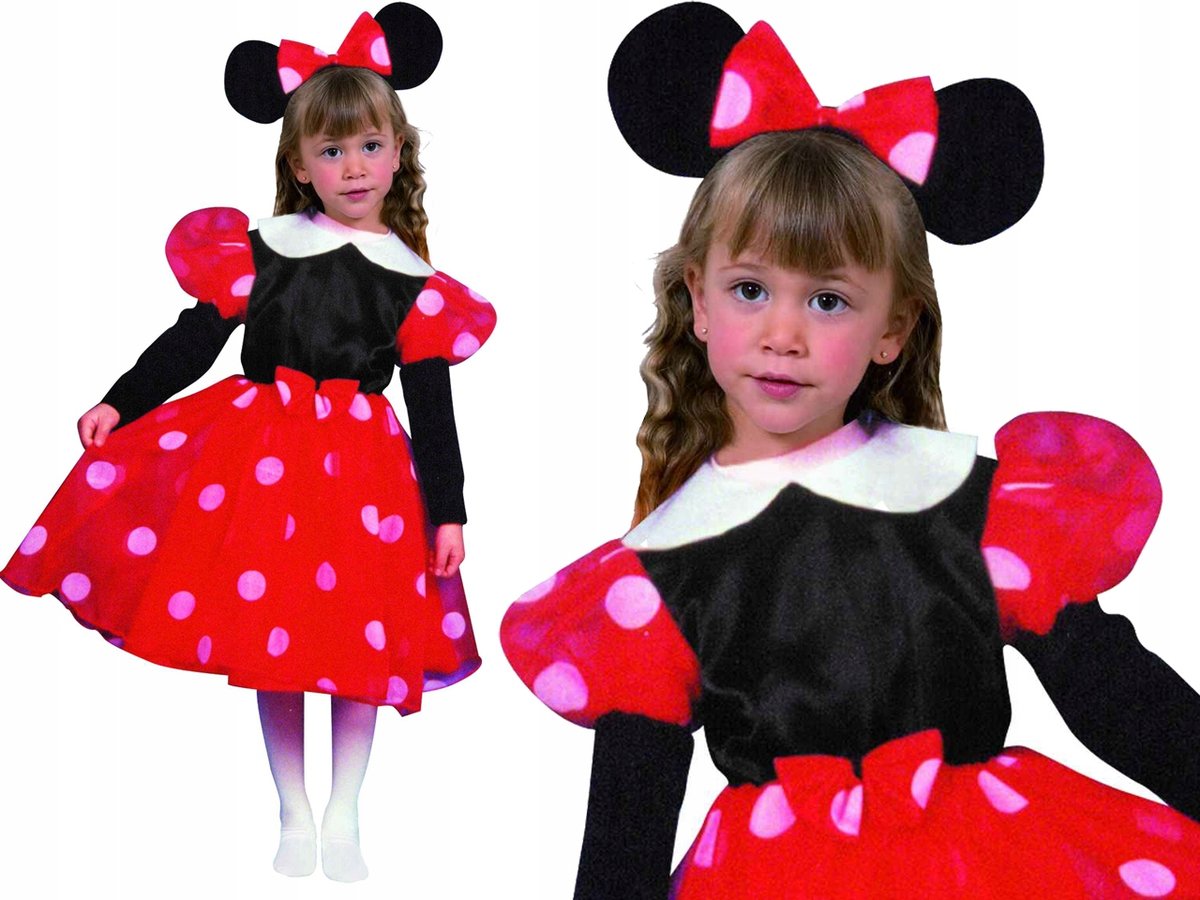 MIKI Strój Kostium KARNAWAŁOWY r. 104 MYSZKA MINNIE BAL PRZEBRANIE OPASKA