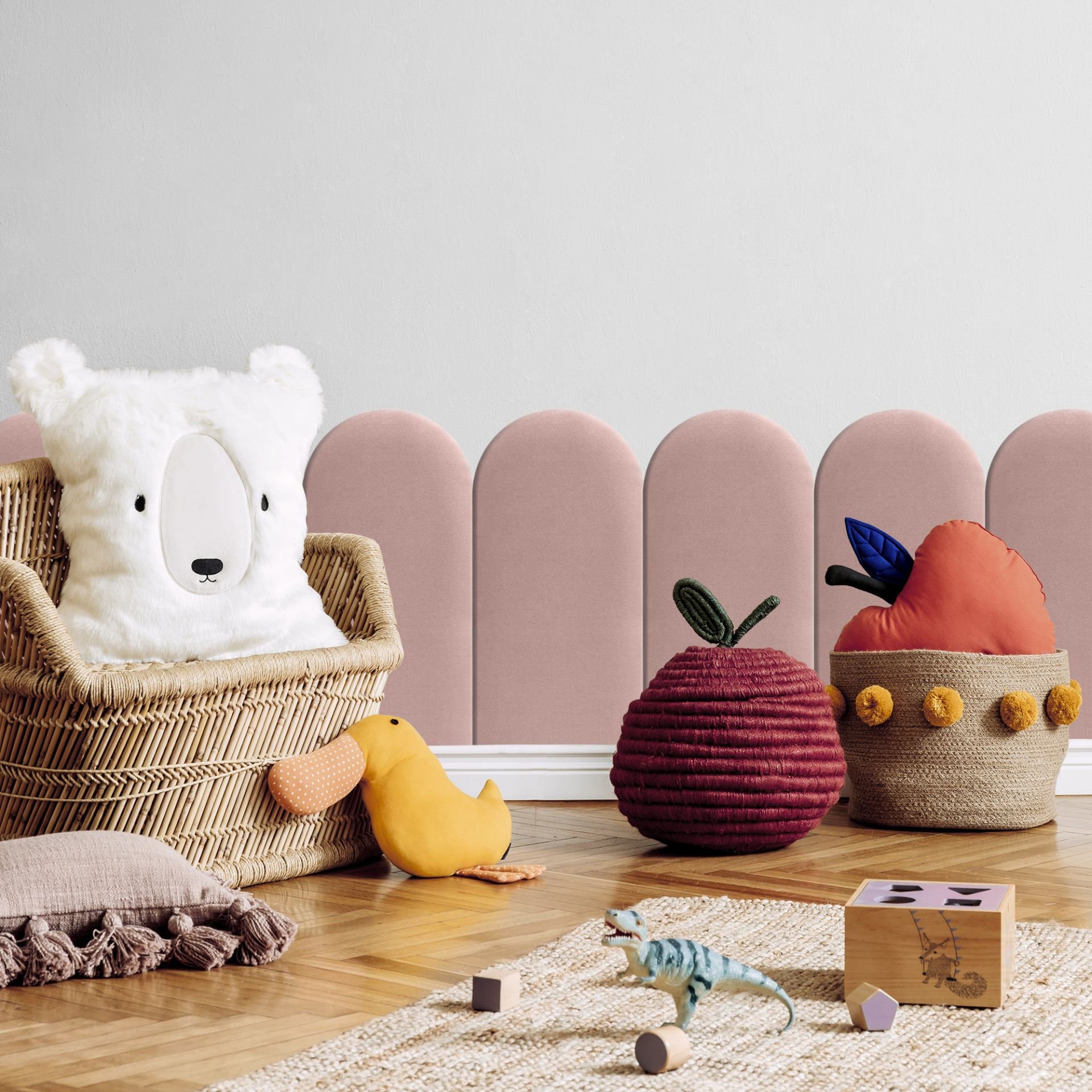 Panel Ścienny Tapicerowany 3D Płotek 30X60 Cm Różowy T05 Welurowy