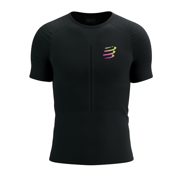 COMPRESSPORT Koszulka biegowa RACING SS T-SHIRT black/safe yellow