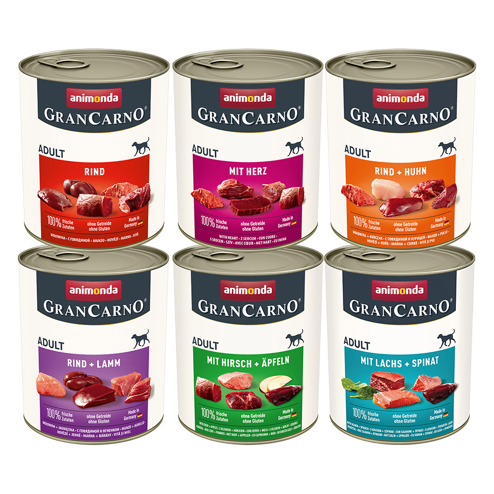 16 + 2 gratis! animonda GranCarno Original, 18 x 800 g - Adult, Pakiet mieszany I (6 smaków)